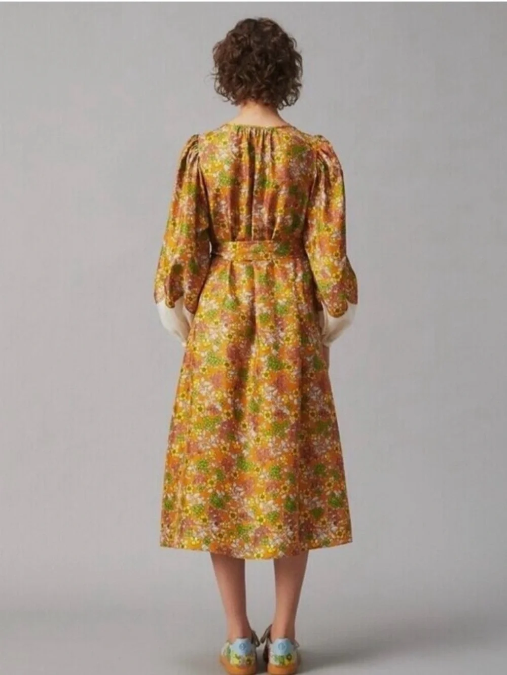 Tory Burch Wallpaper Floral Silk Midi Dress, size S